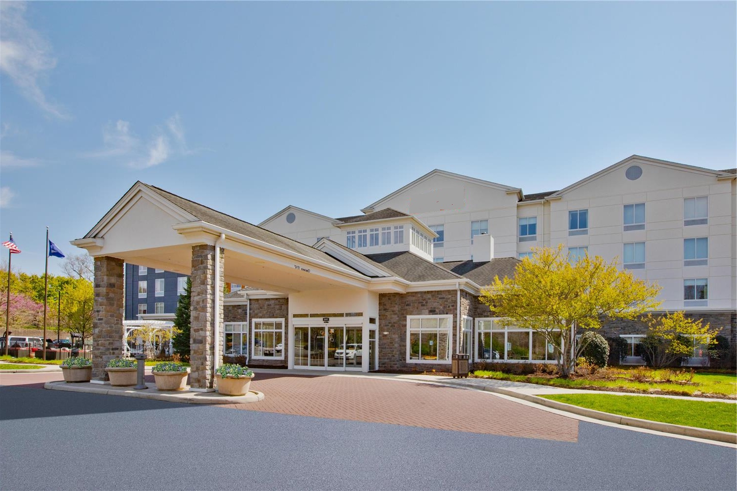 Exterior entrance of a modern hotel